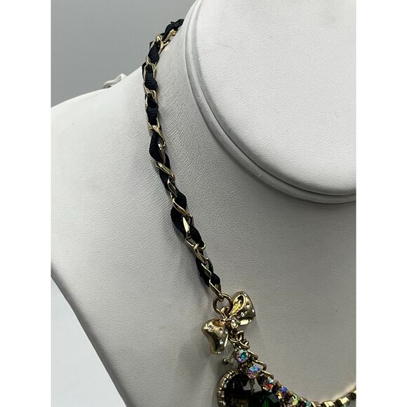Betsey Johnson‎ Two Strand Jungle Fever Enameled Monkey Crystal Charm Necklace - Picture 6 of 12